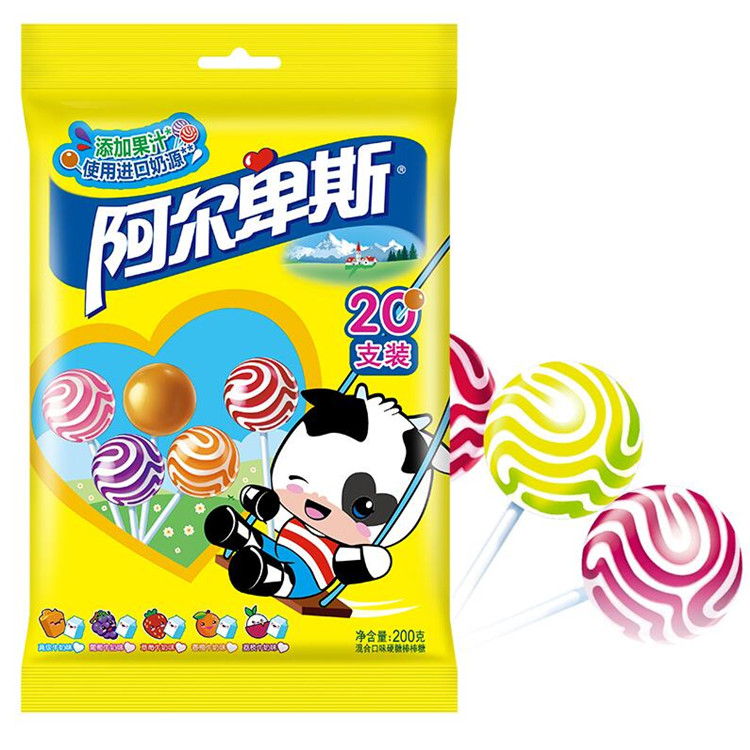 阿尔卑斯棒棒糖 多种口味牛奶硬糖 混合水果为奶糖